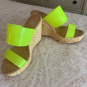 Gianni Binni strappy neon espadrille wedges 8.5